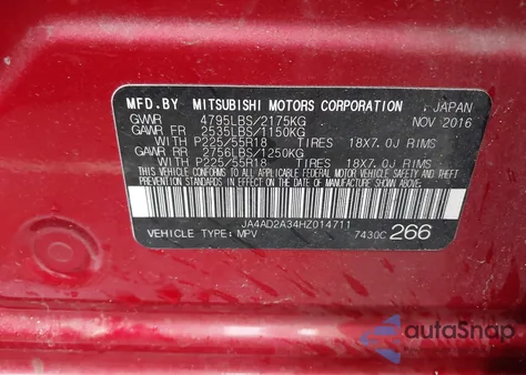 2017 Mitsubishi Outlander Es из США, поврежденный, VIN JA4AD2A34HZ014711